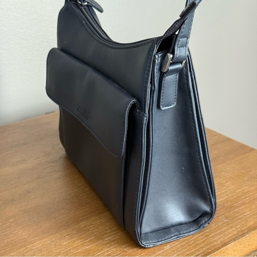 Navy Crazy Horse Minimalist Shoulder Bag - Picture 2 of 12